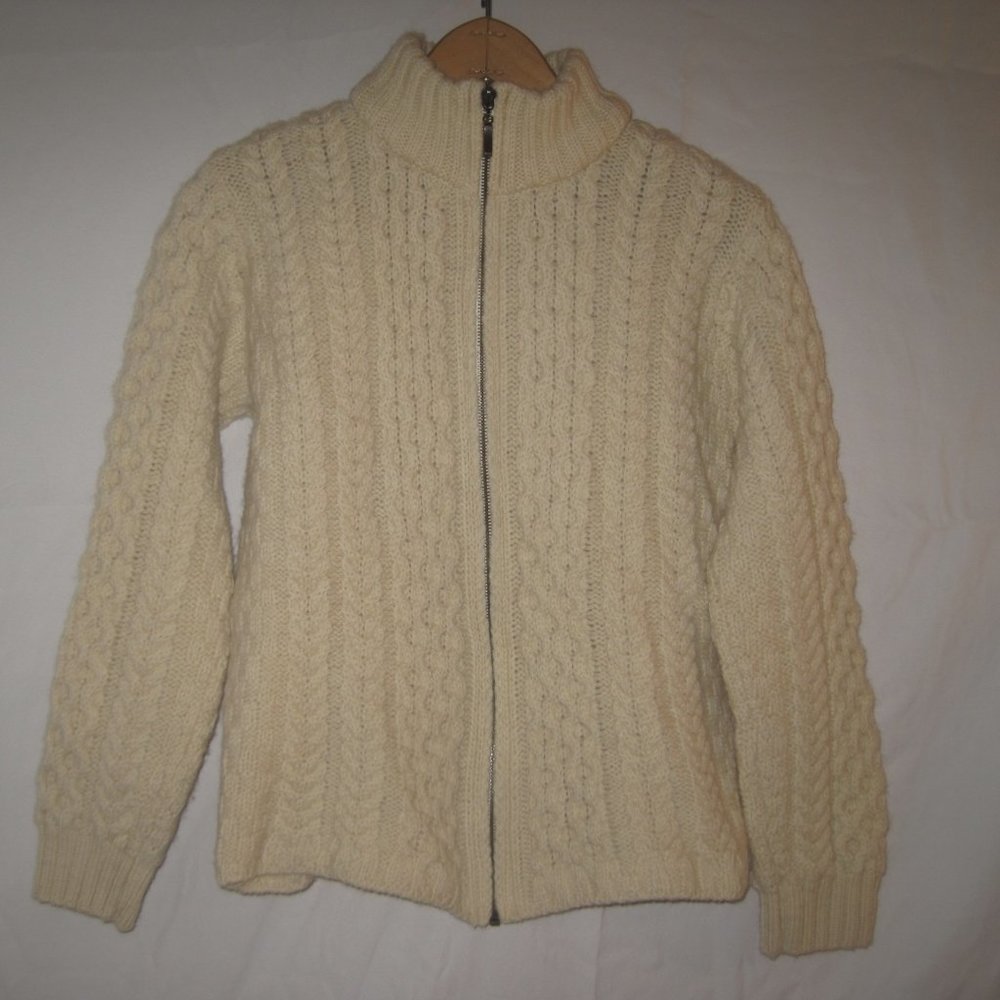Inis Crafts 100% Merino Wool Full Zip Sweater M